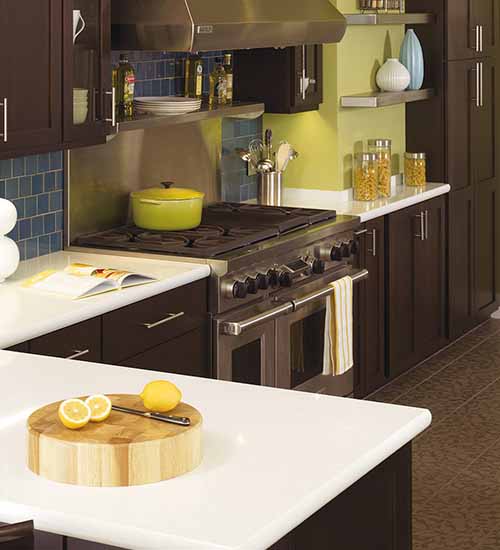Plainfield Lower Cabinets with Range Cherry with Truffle Stain